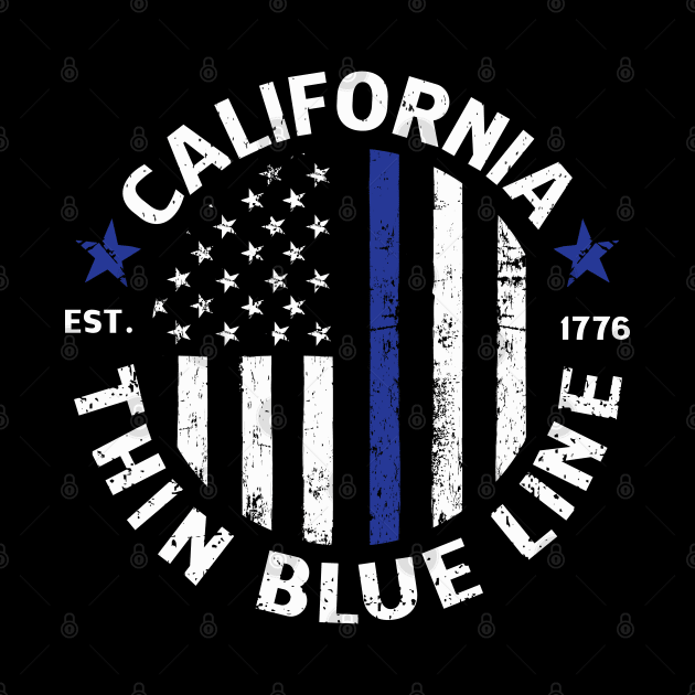 California Police T-shirt, Thin Blue Line by Beloria_Tees