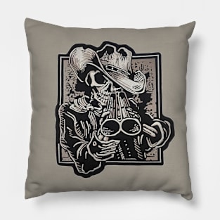 Skull Cowboy Out From Hell Pillow