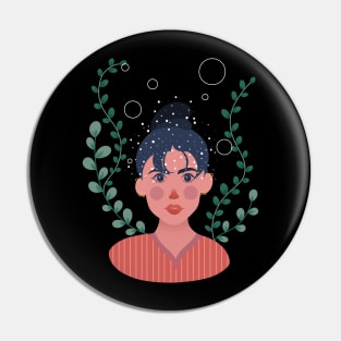 Artsy Girl Illustration Pin