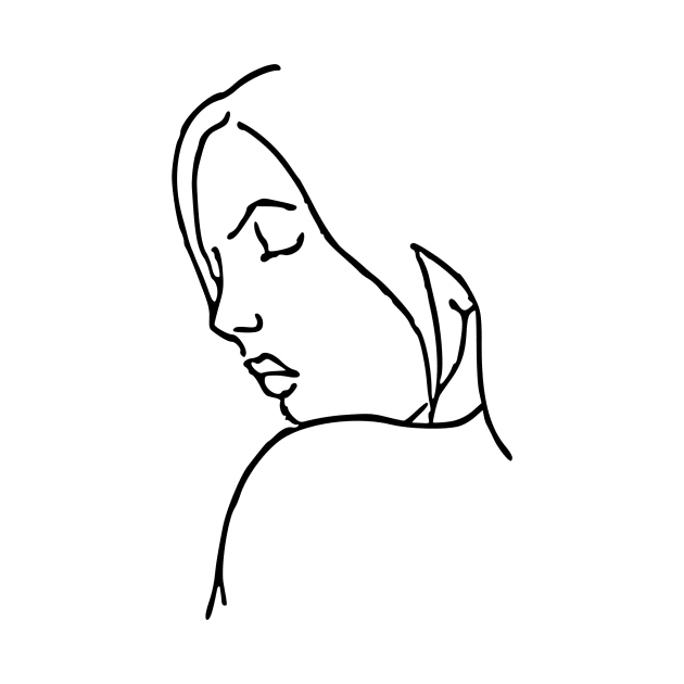 Line Drawing of Girl by xam