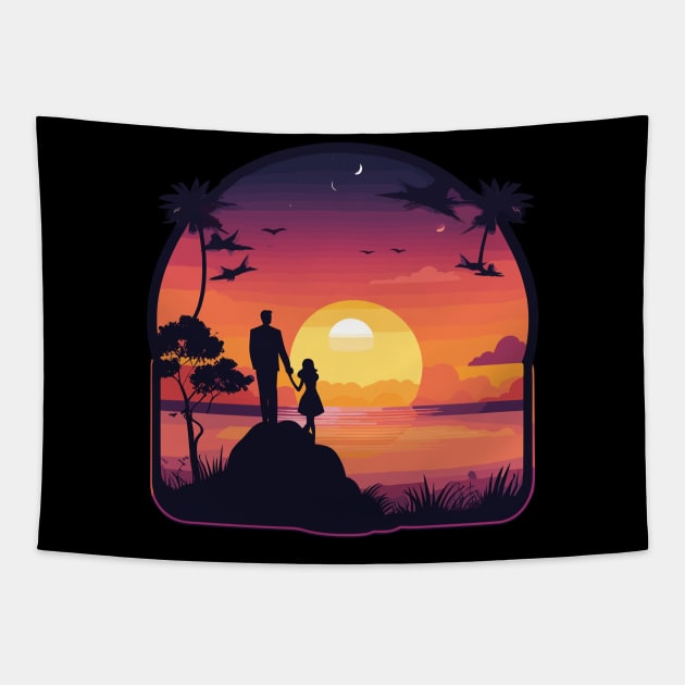 sunset love Tapestry by abdellahyousra