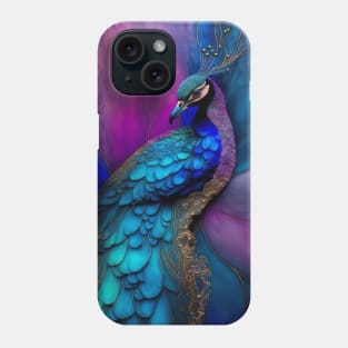 Peacock Plume - Alcohol Ink Resin Art Phone Case