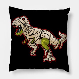 Dinosaur Wrapped In Bandages As A Mummy Costume On Halloween Pillow