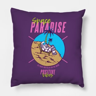 Space Paradise Summer Retro Vibes Pillow