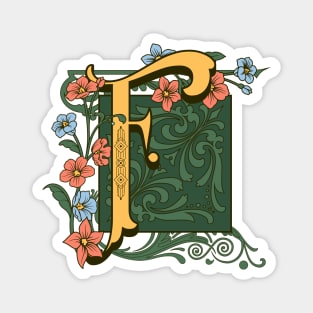 Art Nouveau Letter F, Ornamental Letter F, Art Deco Magnet