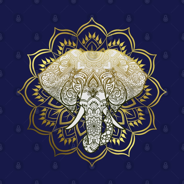 Golden Mandala Elephant by Bluepress