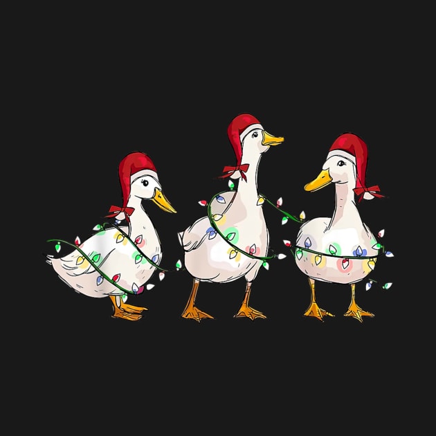 Duck Santa Hat Christmas Lights Silly Goose Xmas by Derrick Ly