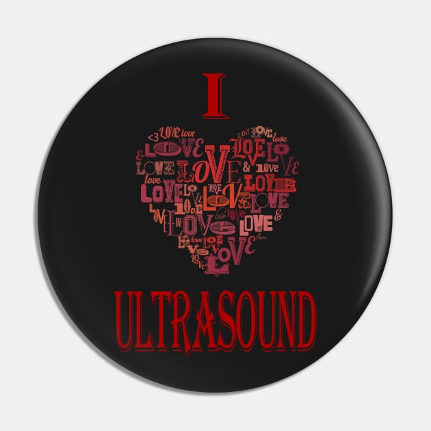 I Love Ultrasound Vintage Heart Pin by Gavinstees