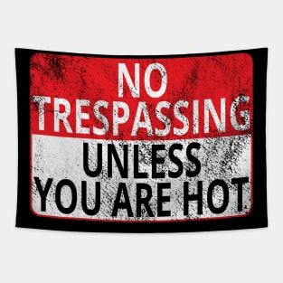 No Trespassing: Unless You Are Hot (Distressed Sign) Tapestry