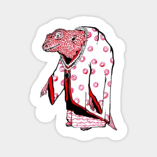 Red Lizard Humanoid Magnet