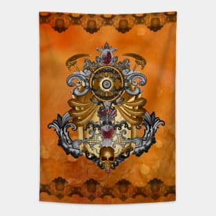 Elegant decorative shield with skull Tapestry