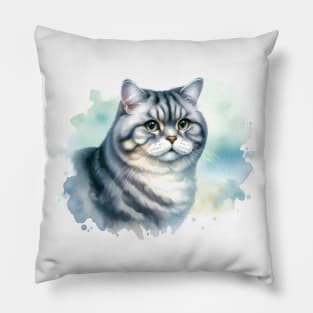 Manx - Watercolor Cat Pillow