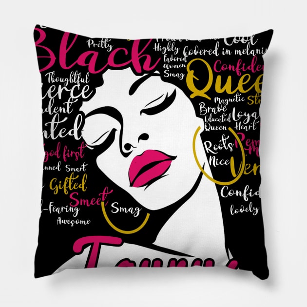 Taurus Queen Funny Birthday Gift for Black Women Girl Pillow by easleyzzi