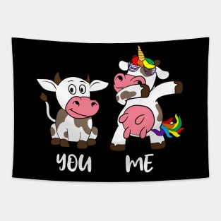 You Vs Me Cow Dabbing Funny Shirt Tapestry