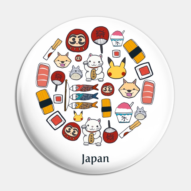 Japanese Culture icons cute pattern design Pin by MariOyama