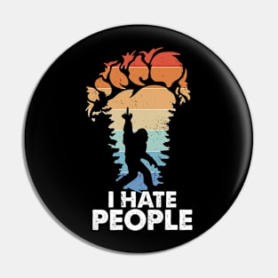 Vintage I Hate People Funny Bigfoot Rock Pin