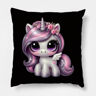 Pink glitter pony unicorn Pillow