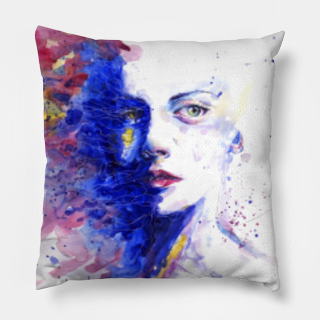 Watercolor Painting Colorful Portrait Watercolor Pillow Teepublic
