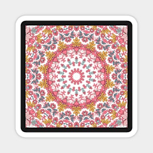 Flower and Hearts valentines and spring Kaleidoscope pattern (Seamless) 12 Magnet