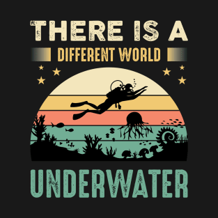 Retro Color Scuba Diving Life Underwater. T-Shirt