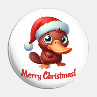 Cute Santa Platypus Illustration Pin