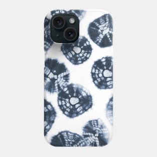 Shibori Kumo tie dye dark navy blue dots over white Phone Case