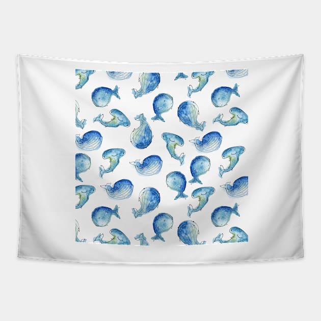 Cute whales Tapestry by JuliaBadeeva