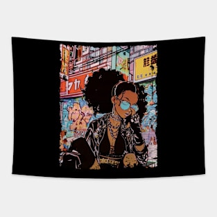 Afro Latina Girl Graffiti Urban Streetwear Hip Hop Tapestry