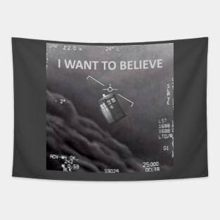 I Want To Believe - Blue Police Box Tapestry