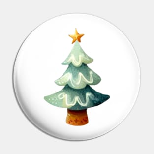 Pastel Green Christmas Tree Illustration Pin