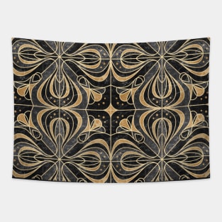 Art Deco Floral. Gold and Marble Tapestry