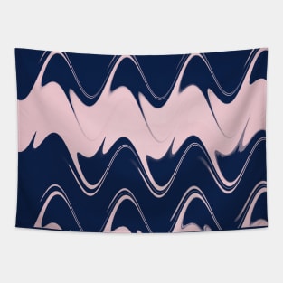 Blue and Pink Wave Pattern Tapestry