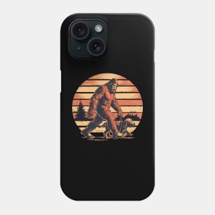 Bigfoot walking a Puppy Phone Case