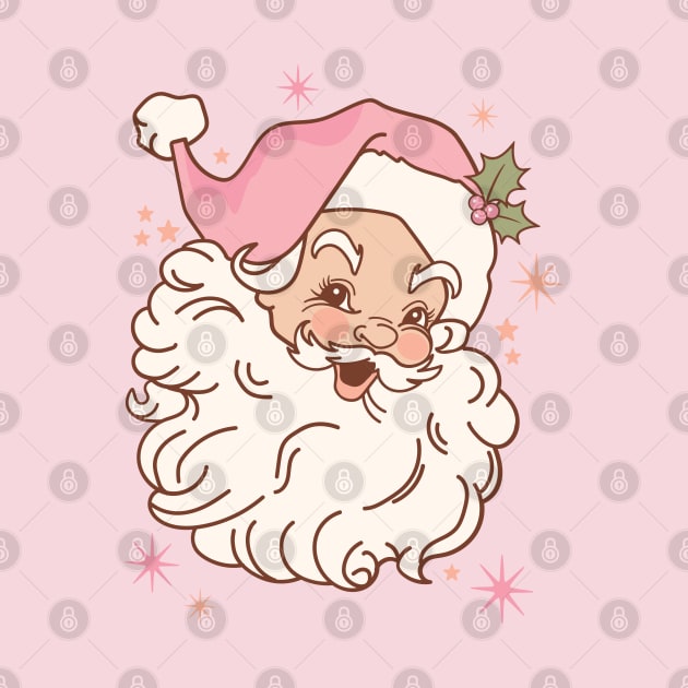 Retro Santa Claus Mid Century Modern Pink Cute by PUFFYP