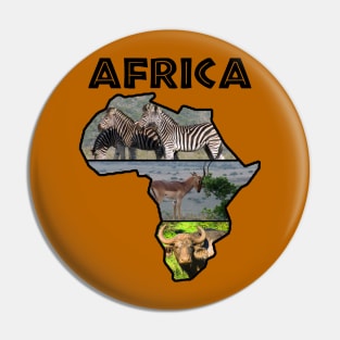 African Wildlife Continent Collage Map Pin