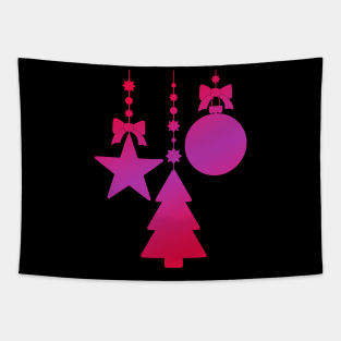 Minimal Christmas Tree Ornaments Purple Red Gradient Tapestry