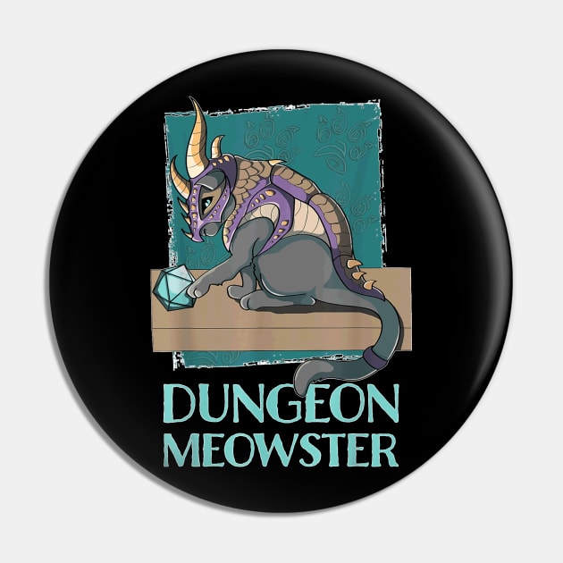 Dungeon Meowster D20 Gray Abby Cat Abletop RPG Gamer Pin by Activate