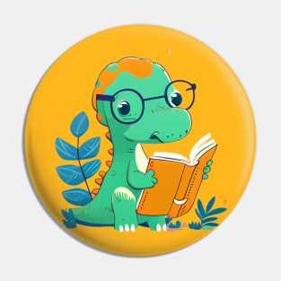 Cute Dinosaur Book Reading Pin