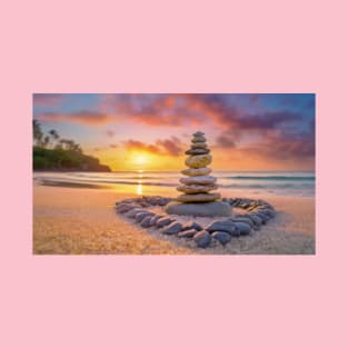 Stones cairn on the beach T-Shirt