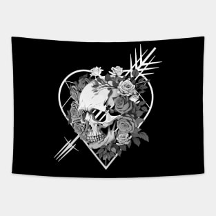 Skull and cupid's arrow Tapestry