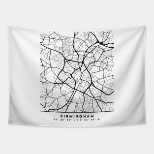 BIRMINGHAM ENGLAND BLACK CITY STREET MAP ART Tapestry