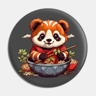 Red Panda Eat Ramen Pin
