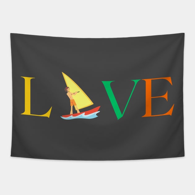 Love Wind Surfing Tapestry by TimelessonTeepublic