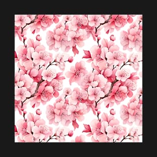 Pink Sakura Cherry Blossom Pattern T-Shirt