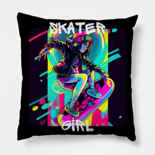 Lets Skate - Cool skater on the street - Graffiti Style 2 Pillow
