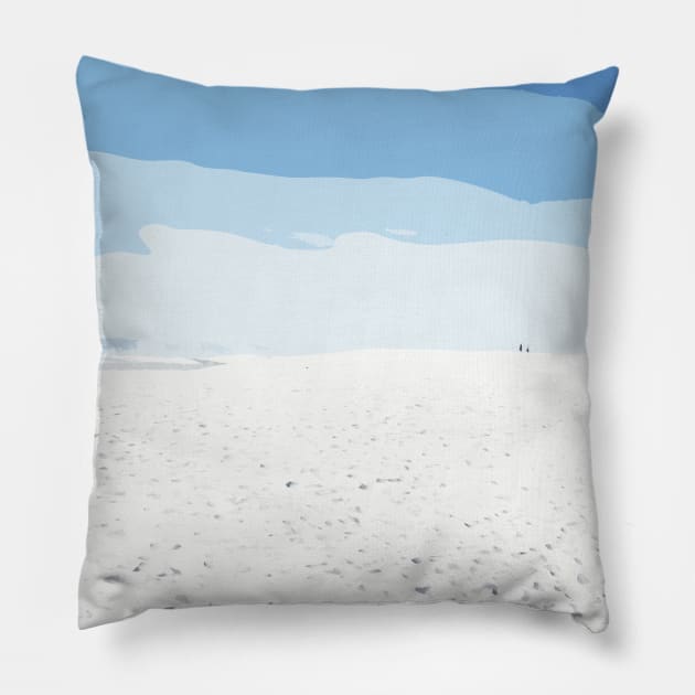 Blue Skies White Sand Pillow by Lucy