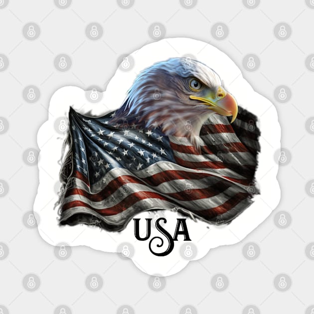 Eagle Flag with USA Magnet by MC Creations