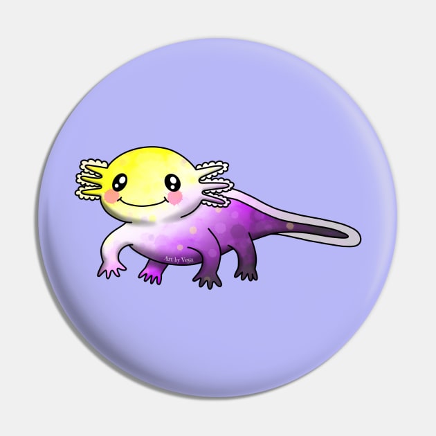 Little, nonbinary axolotl Pin by Art by Veya