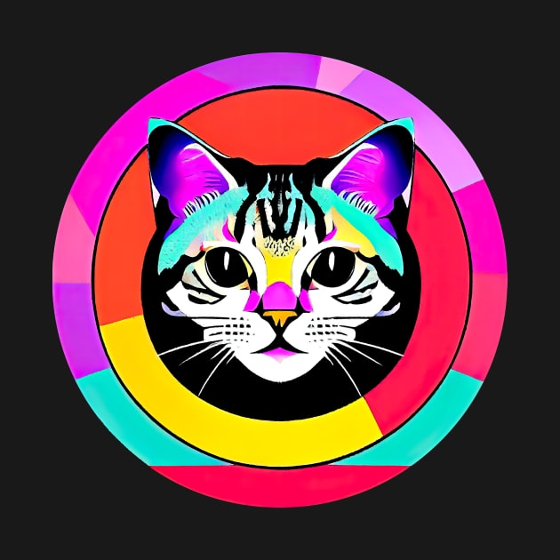 Abstract Cat Portrait Inside The Round Geometrical Circle by funfun