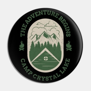 The Adventure Begins Camp Crystal Lake Retro Halloween Design Pin